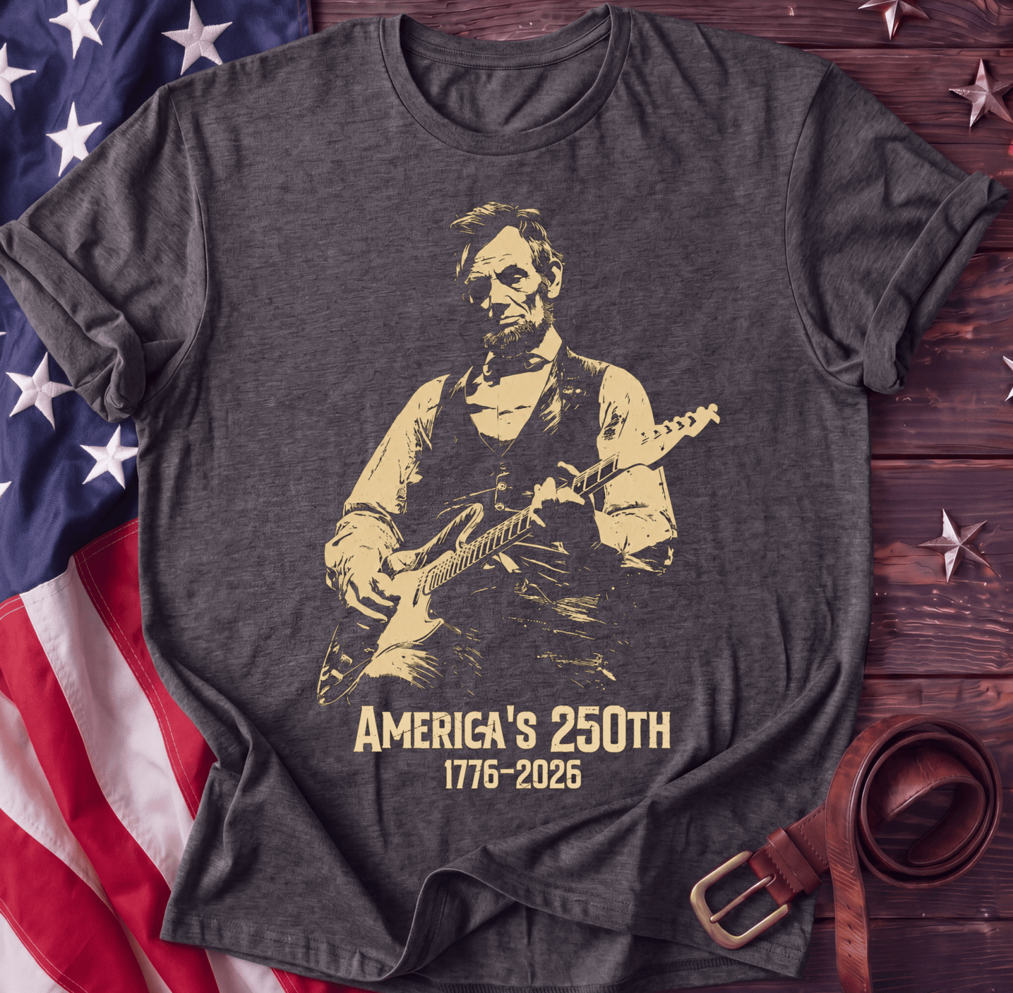 Abraham Lincoln Guitar Tee | America's 250th | 1776–2026 - Seventy Six Supply